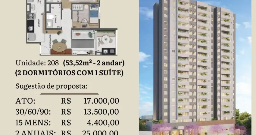 ️ em construção! 53m², 2 quartos – a 200m da estação parada inglesa com parcelamento direto!