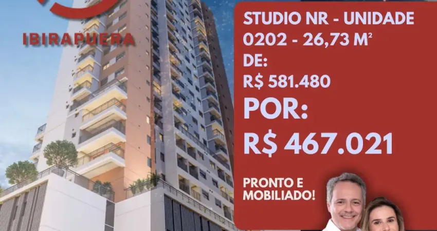 Studio 26m² em moema – pronto e decorado, próx. metrô | investimento seguro e rentável  ideal p/ lucro airbnb