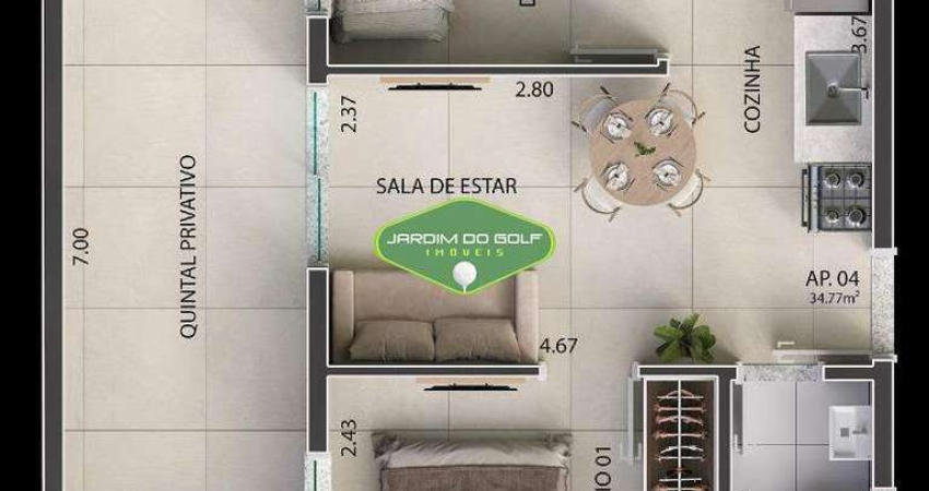 Apartamento com 02 dormitórios e quintal privativo na Vila São Pedro, Campo Grande - Lançamento exclusivo