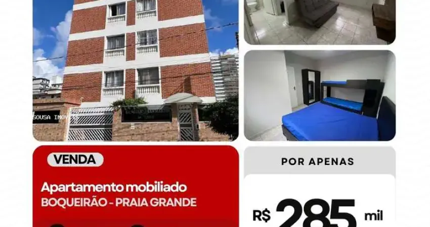 Apartamento para venda em praia grande, boqueirão, 1 dormitório, 1 banheiro, 1 vaga