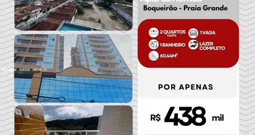 Apartamento para venda em praia grande, boqueirão, 2 dormitórios, 1 suíte, 1 banheiro, 1 vaga