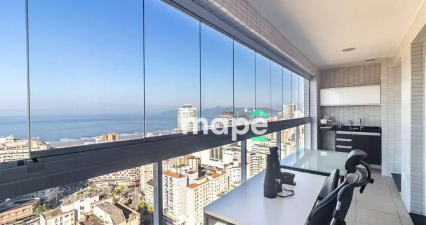 Apartamento vista mar com 2 dormitórios para alugar, 80 m² - Gonzaga - Santos/SP