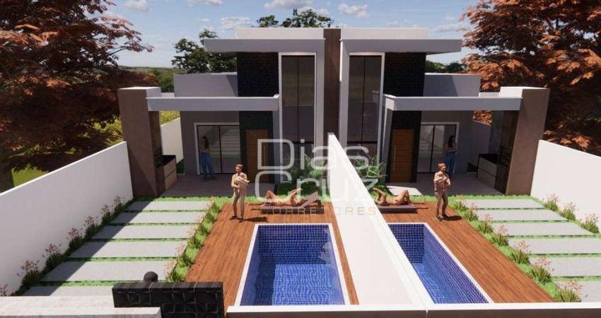 Casa linear com piscina em Rio das Ostras, 3 quartos