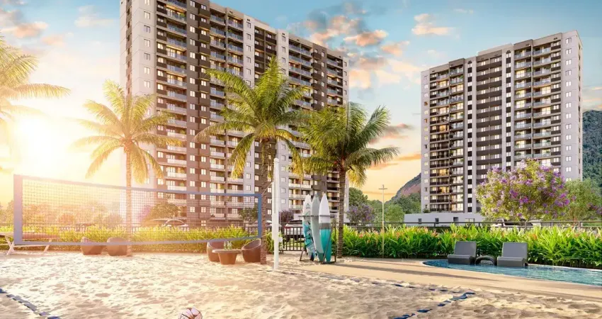 Apartamento 55m² 2 quartos com varanda, 1 suíte, 1 vaga para carro, condomínio fechado e área de lazer na barra olímpica