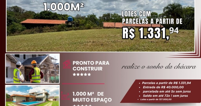 TERRENOS DE 1000 METROS PERTO DO PARQUE DA CACAU SHOW