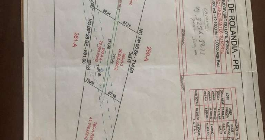 Terreno  para loteamento a venda  na Gleba Ribeirao Bandeirantes do Norte