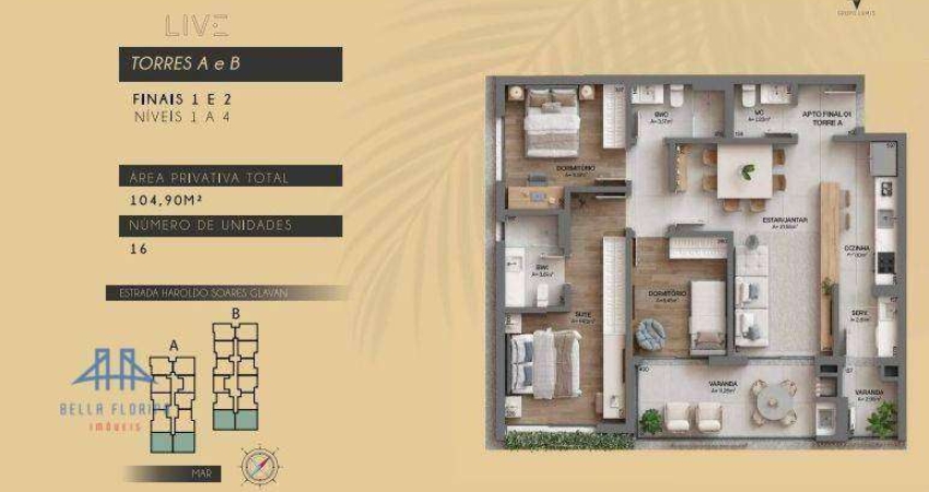 Apartamento com 3 dormitórios à venda, 104 m² por R$ 2.213.000,00 - Cacupé - Florianópolis/SC