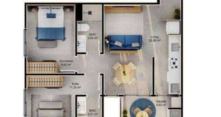Apartamento com 2 dormitórios à venda, 63 m² por R$ 1.114.000,00 - Cacupé - Florianópolis/SC