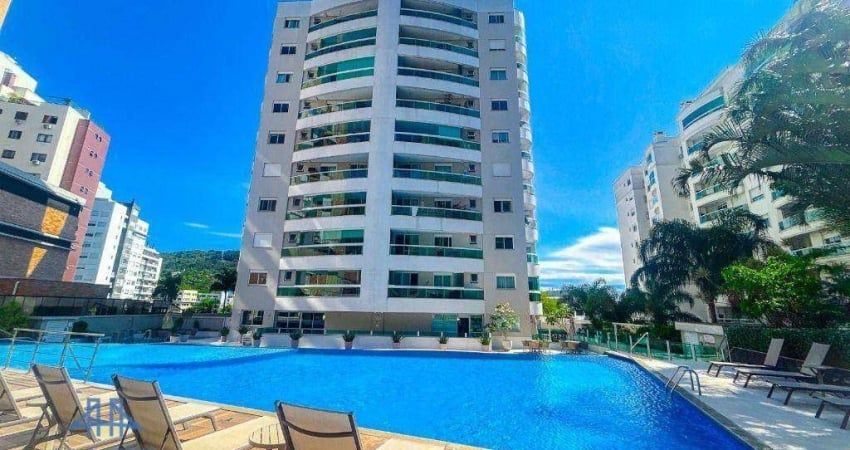 VENDO APARTAMENTO ALTO PADRÃO PRÓXIMO A FIESC, COM 127M², 4 DORMITÓRIOS, 2 SACADAS, COM MÓVEIS PLANEJADOS, 2 GARAGENS, ÁREA DE LAZER COMPLETA.