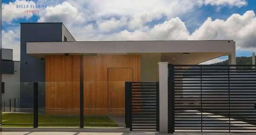 Casa moderna com 3 suítes, lavabo, 360 m² área construída, espaço gourmet, por r$ 2.640.000 - córrego grande - florianópolis/sc