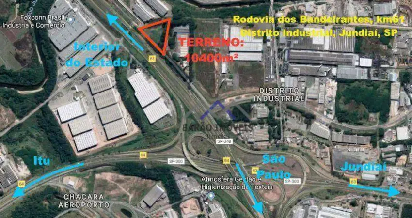Terreno, 10400 m² - venda por R$ 7.800.000,00 ou aluguel por R$ 30.564,40/mês - Setor Industrial - Jundiaí/SP