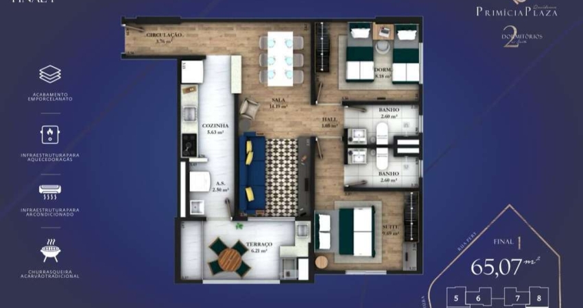 Apartamento para Venda em Praia Grande, Guilhermina, 2 dormitórios, 1 suíte, 2 banheiros, 1 vaga