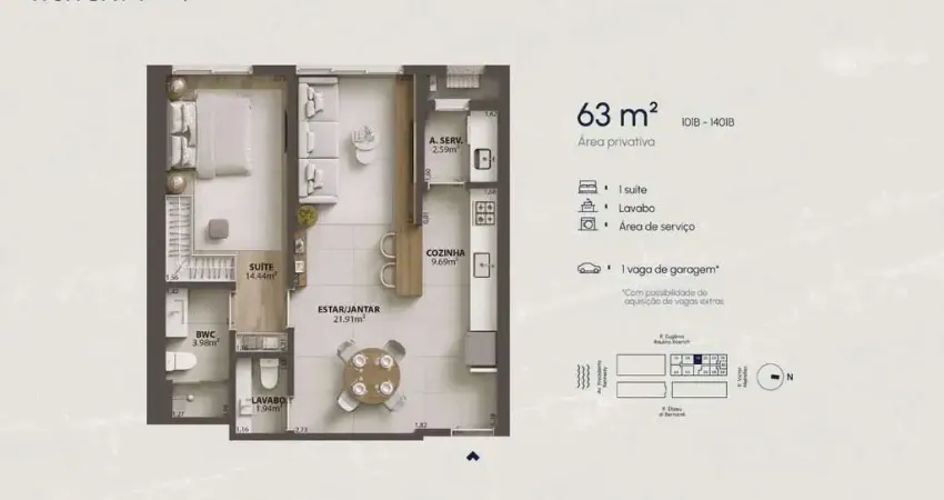 Apartamento com 1 quarto à venda na Rua Eugênio Raulino Koerich, 100, Campinas, São José