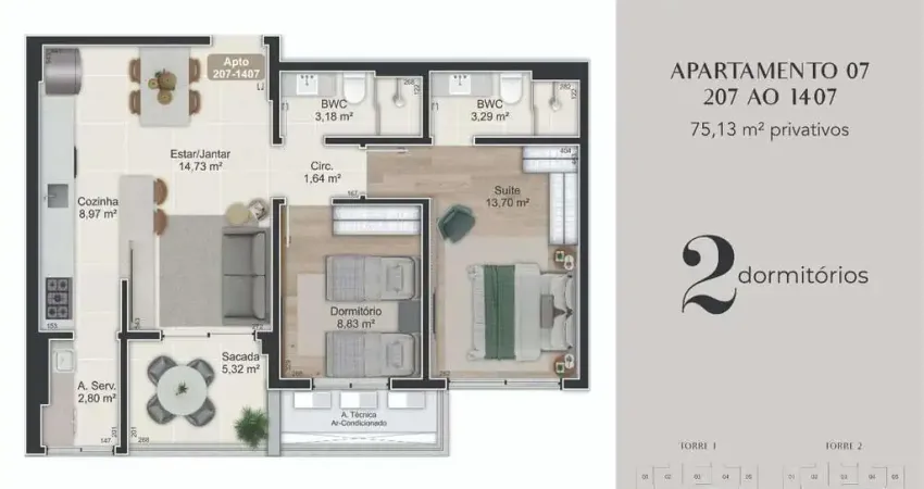 Apartamento 2 quartos Campinas São José Estação Continente