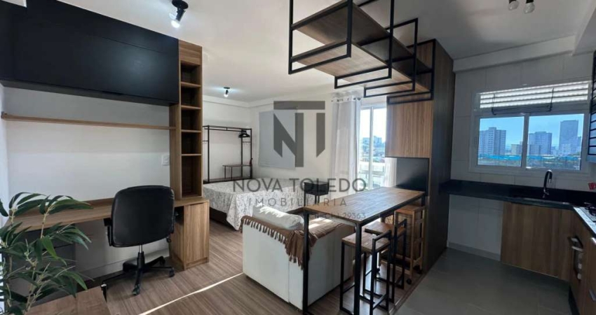 LINDO FLAT COM 1 DORM, TOTALMENTE PLANEJADO COM AR CONDICIONADO, VISTA E HOBBY-BOX - JARDIM AQUARIUS.