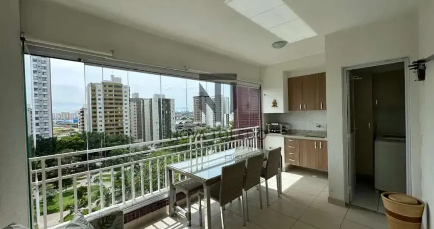 Apartamento mobiliado para locação, 2 suítes - sacada gourmet, repleto de armários e frente para a praça do aquarius - jardim aquarius