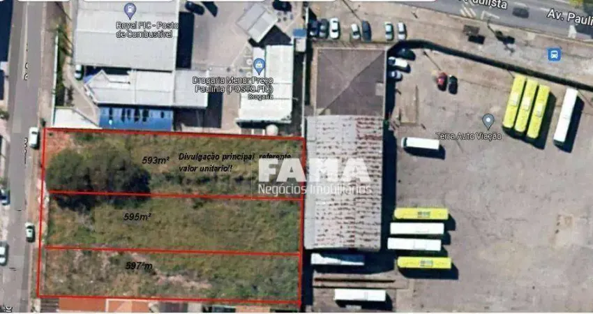 Terreno à venda, 593 m² por R$ 500.000,00 - Bela Vista - Paulínia/SP