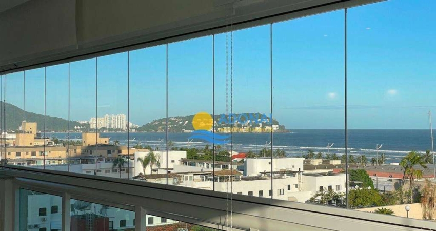 Enseada, vista panorâmica da praia da enseada, apartamento decorado, com varanda gourmet.
