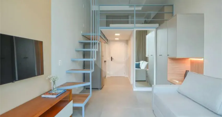 Flat Studio para Locação em Moema – 34m² | 1 Quarto (Mezanino) | 1 Banheiros | Decorado