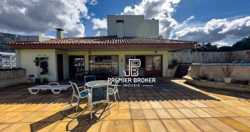 Cobertura à venda, 398 m² por r$ 2.690.000,00 - agriões - teresópolis/rj