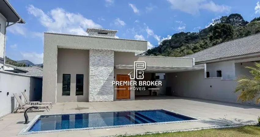 Casa linear e moderna com 3 dormitórios à venda, 200 m² por r$ 1.400.000 - albuquerque - teresópolis/rj