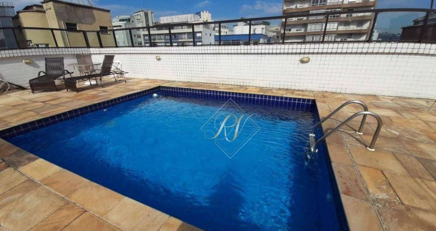 QUADRA DA PRAIA!! EXCELENTE APARTAMENTO, 2 DORMITÓRIOS, ANDAR ALTO, VAGA DEMARCADA, BOQUEIRÃO EM SANTOS!!!