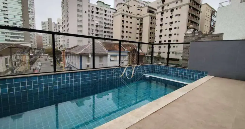 QUADRA DA PRAIA DO EMBARÉ!!! PISCINA, ÁREA GOURMET, FINO ACABAMENTO, NA CIDADE DE SANTOS!!