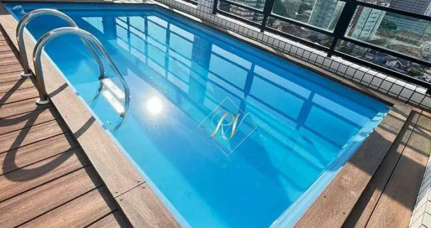 Maravilhosa cobertura, piscina, varanda gourmet churrasqueira, no bairro boqueirão em santos!!!