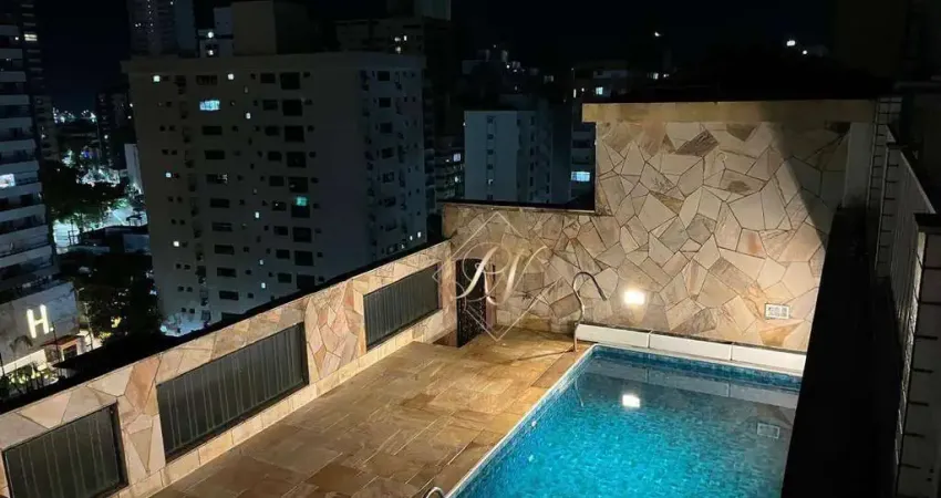 À 1 quadra da praia, cobertura duplex com churrasqueira, piscina, 2 vagas escrituradas, prédio com elevadores, portaria 24 horas!!!
