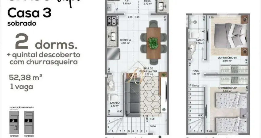 Village com 2 dormitórios à venda, 52 m² por r$ 329.000,00 - tupi - praia grande/sp
