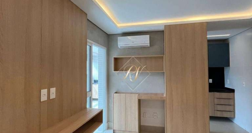 Fino acabamento, sol da manhã, mobiliado, 1 suíte, lazer, no bairro boqueirão em santos!!!