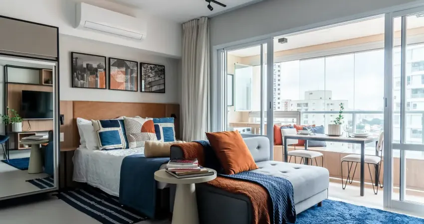 Excelente studio mobiliado - varanda - lazer - localização privilegiada