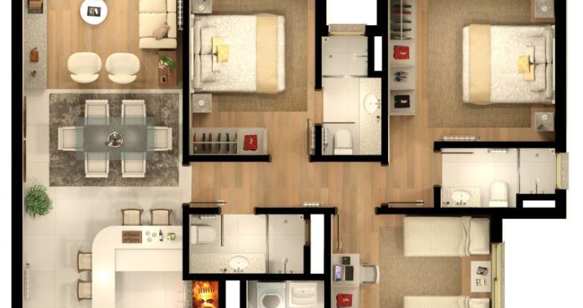 Apartamento para Venda no bairro Centro em Gramado, 3 quartos sendo 2 suítes, 2 vagas, 104 m² de área total, 104 m² privativos,