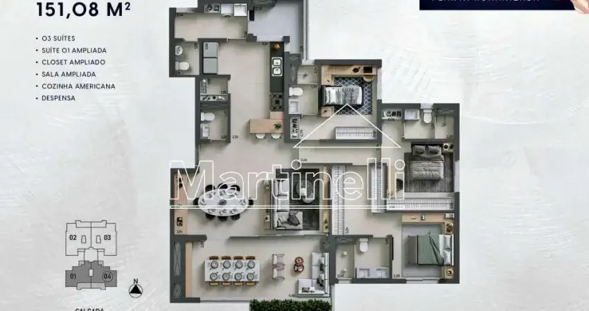 Apartamento à venda no edifício kairós, próximo ao parque olhos d`água - ribeirão preto/sp.