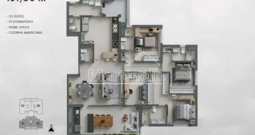 Apartamento à venda no edifício kairós, próximo ao parque olhos d`água - ribeirão preto/sp.