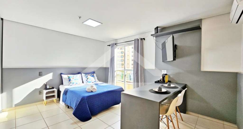 Flat mobiliado para locação no Edifício Monte Santo, próximo a Verace Pizzaria - Ribeirão Preto/SP.