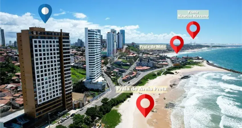 Apartamento 02 suítes 64m² vista mar de frente para praia de areia preta