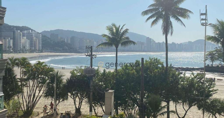 Apartamento a venda na praia das Astúrias, frente ao mar, 03 dormitórios, com 01 vaga de garagem e lazer no prédio