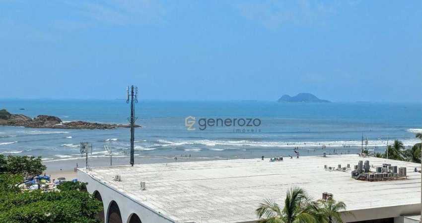 Apartamento a venda na praia das Pitangueiras, na quadra da praia, 02 dormitórios, com vista para o mar