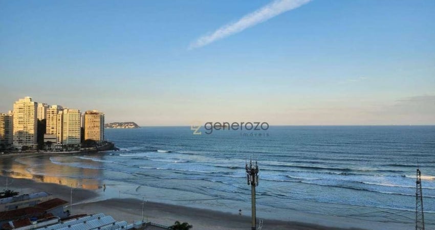Apartamento de frente à praia das Pitangueiras, 03 dormitórios, 01 vaga