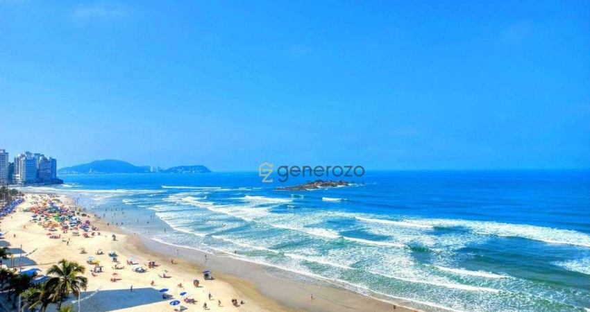 Apartamento frente à praia das Pitangueiras, 02 dormitórios, 01 Suítes, 01 vaga