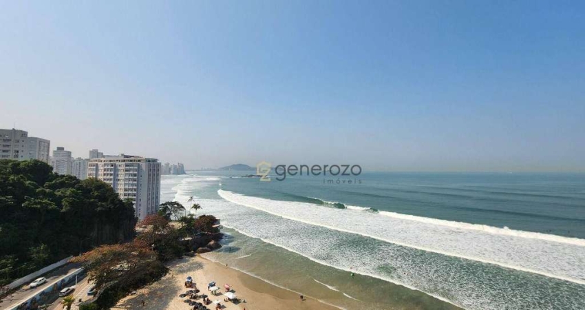 Apartamento a venda na praia das Astúrias, frente ao mar, 03 dormitórios, 02 vagas de garagem e lazer no prédio