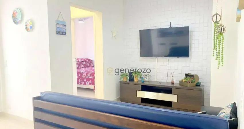 Apartamento na praia das Pitangueiras, 01 dormitório, sacada, 01 quadra da praia