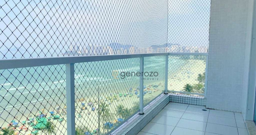 Apartamento frente à praia das Pitangueiras, 03 dormitórios, 01 vaga