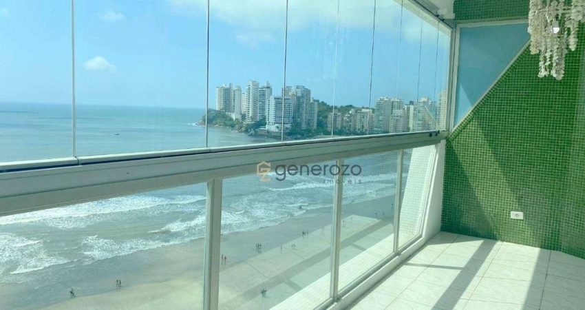 Apartamento na praia das Astúrias, frente mar, 03 dormitórios, 02 vagas, lazer