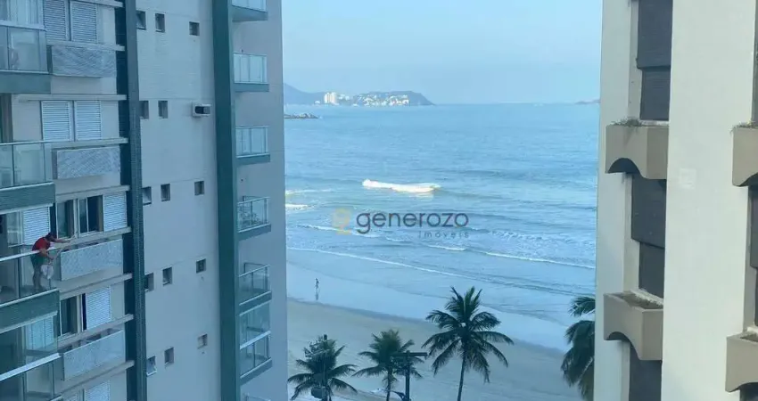 Apartamento frente à praia das Astúrias, 03 suítes, 02 vagas, lazer