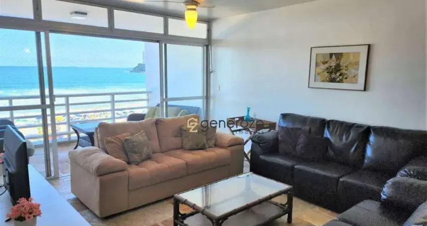 Apartamento para locação nas Praia das Pitangueiras, frente ao mar, 02 dormitórios, com sacada e 01 vaga