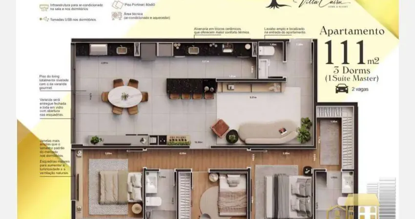 Apartamento com 3 dormitórios à venda, 111 m² por R$ 1.023.105 - Villa Cairu Home &amp; Resort - Sorocaba/SP