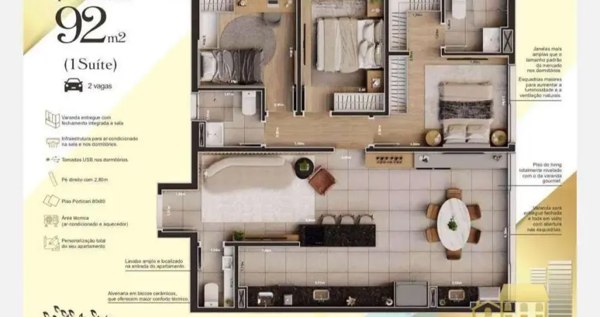 Apartamento com 3 dormitórios à venda, 92 m² por R$ 865.000,00 - Villa Cairu Home &amp; Resort - Sorocaba/SP