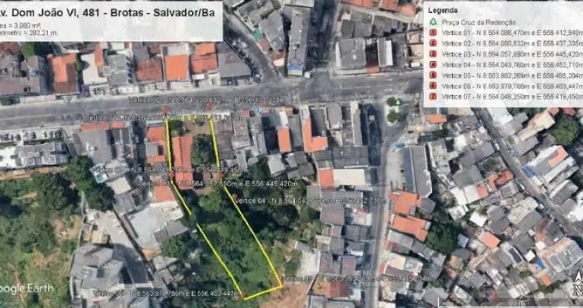 Terreno à venda na Avenida Dom João VI, 481, Brotas, Salvador